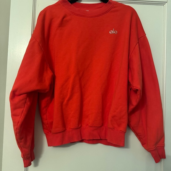 ALO Yoga Tops - Alo Yoga Pink Red Crewneck Sweatshirt Size M Logo Cozy Athleisure